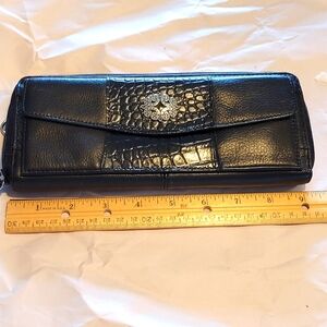 Brighton Genuine Leather Black Embossed Wallet See Pictures For Size.